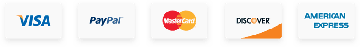 Visa, PayPal, Mastercard, Discover and American Express accepted